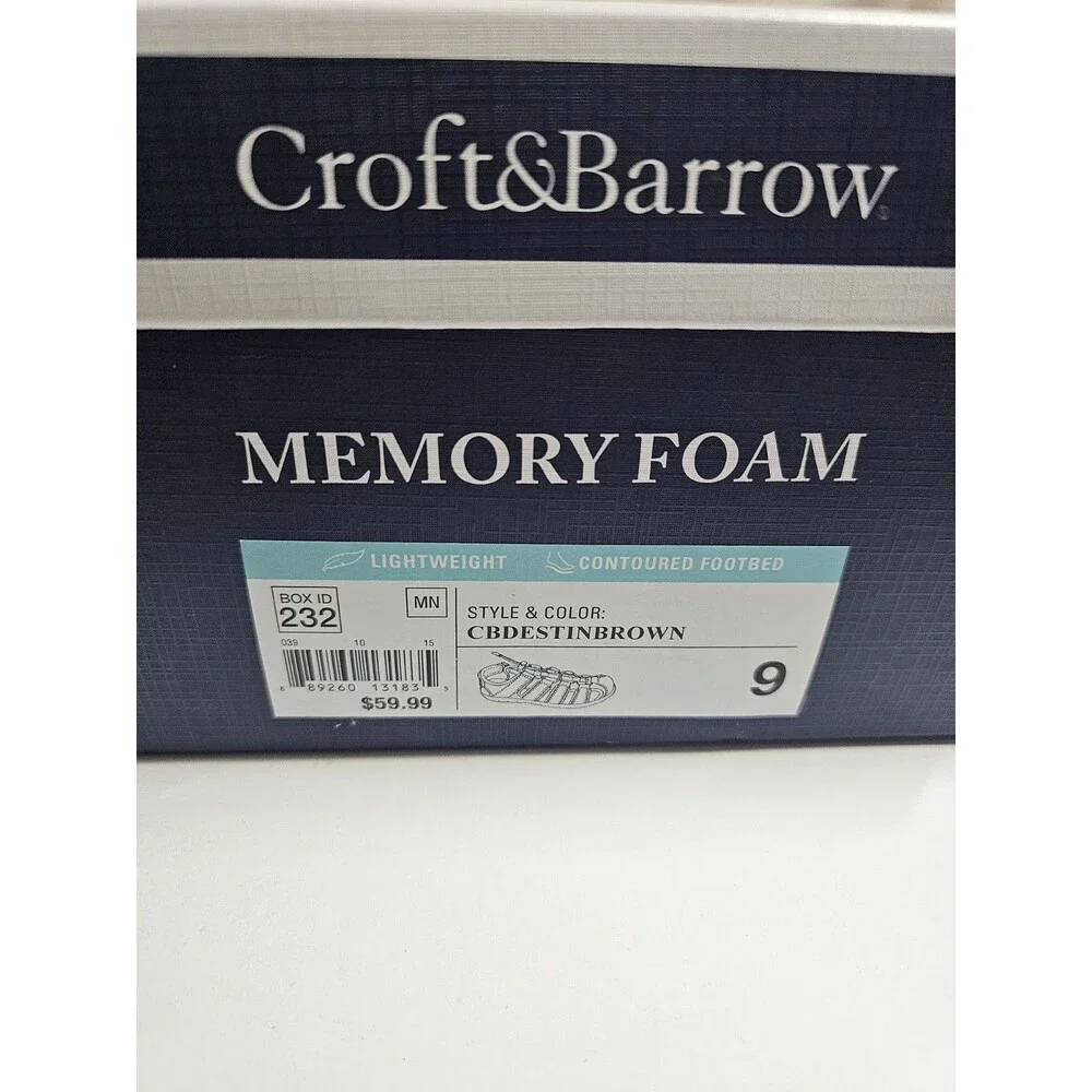 NWT Croft & Barrow Memory Foam Sport Fisherman Sandals Brown 9M Hook & Loop